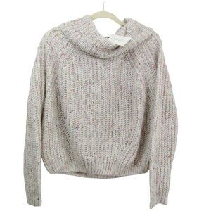 Moon & Madison M NWT Chunky Cowl Knit Confetti Cropped Minimalist Sweater Cozy